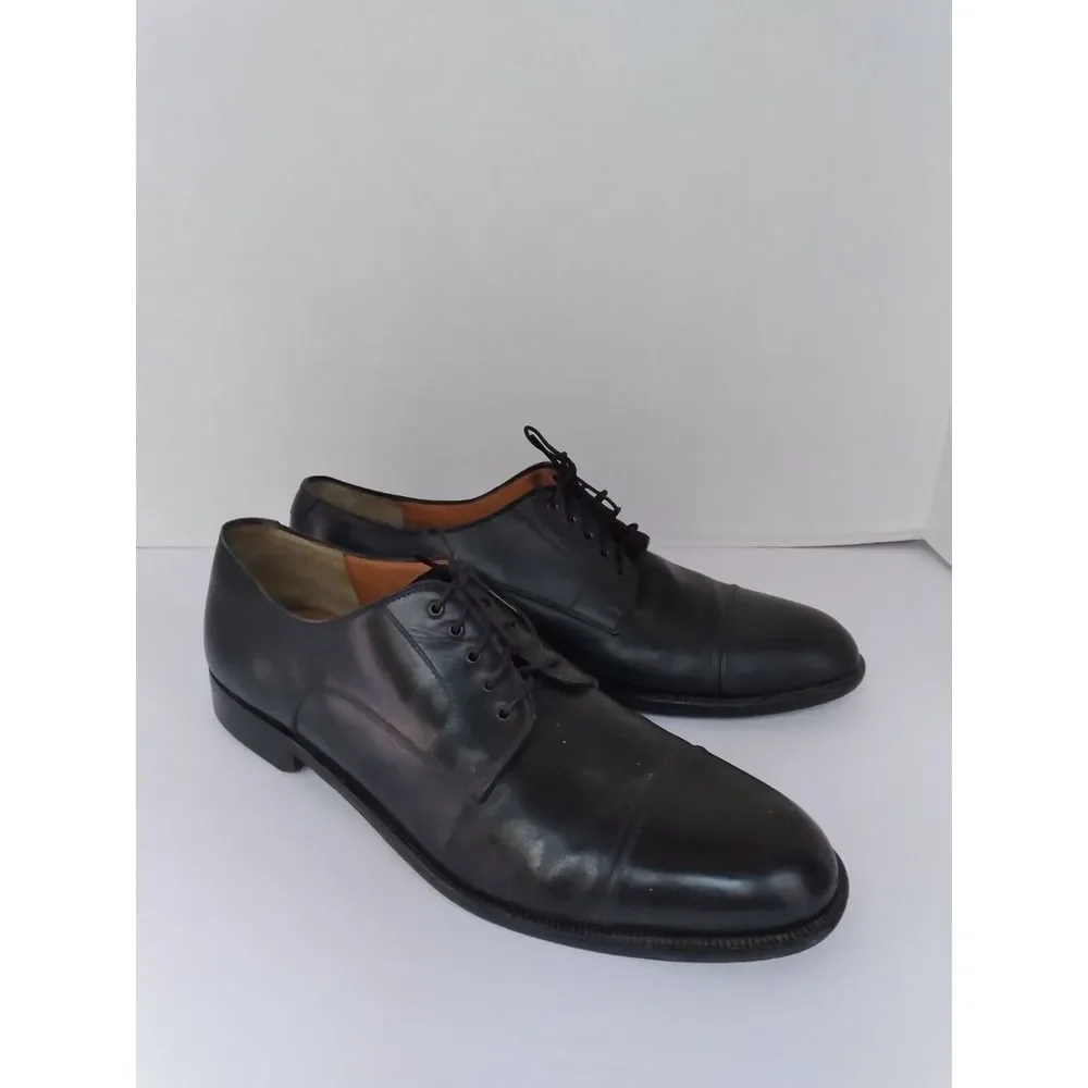 Salvatore Ferragamo‎ Leather Dress Shoes Cap Toe Oxfords Black